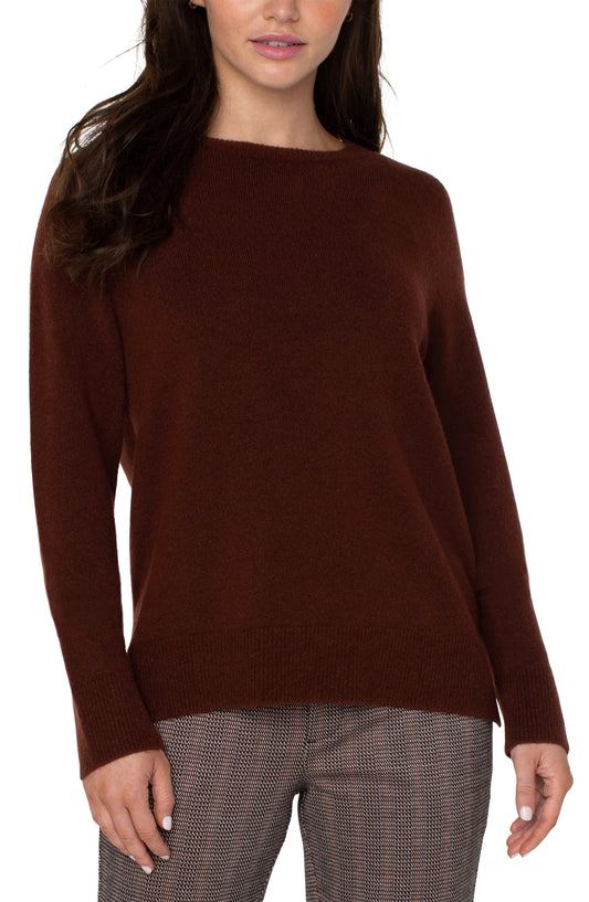 LIVERPOOL LONG SLEEVE RAGLAN SWEATER WITH SIDE SLIT