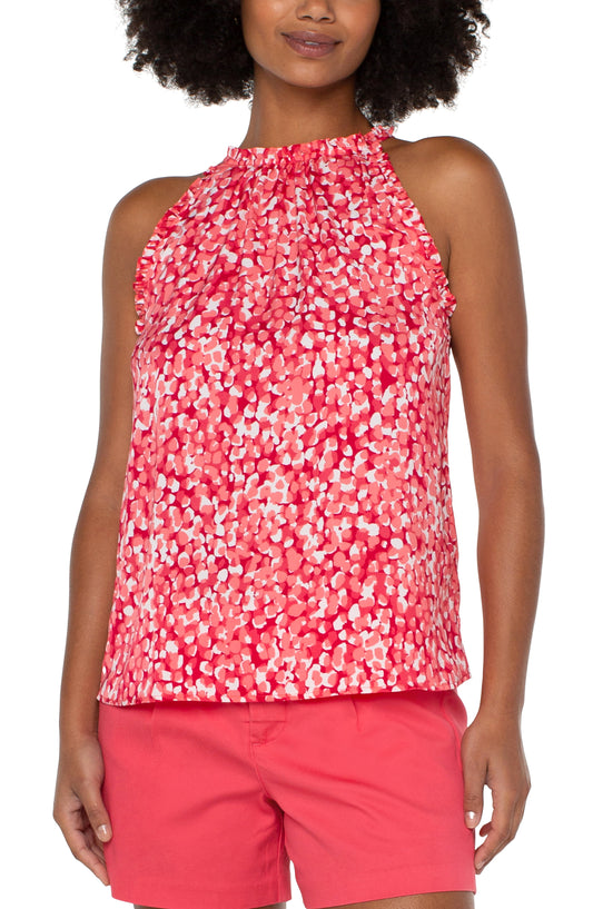LIVERPOOL SLEEVELESS HALTER TOP WITH RUFFLES