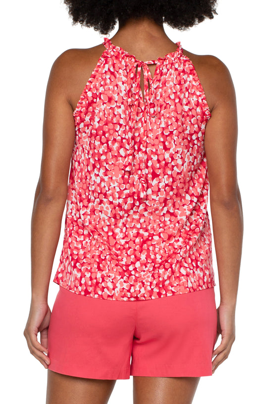 LIVERPOOL SLEEVELESS HALTER TOP WITH RUFFLES