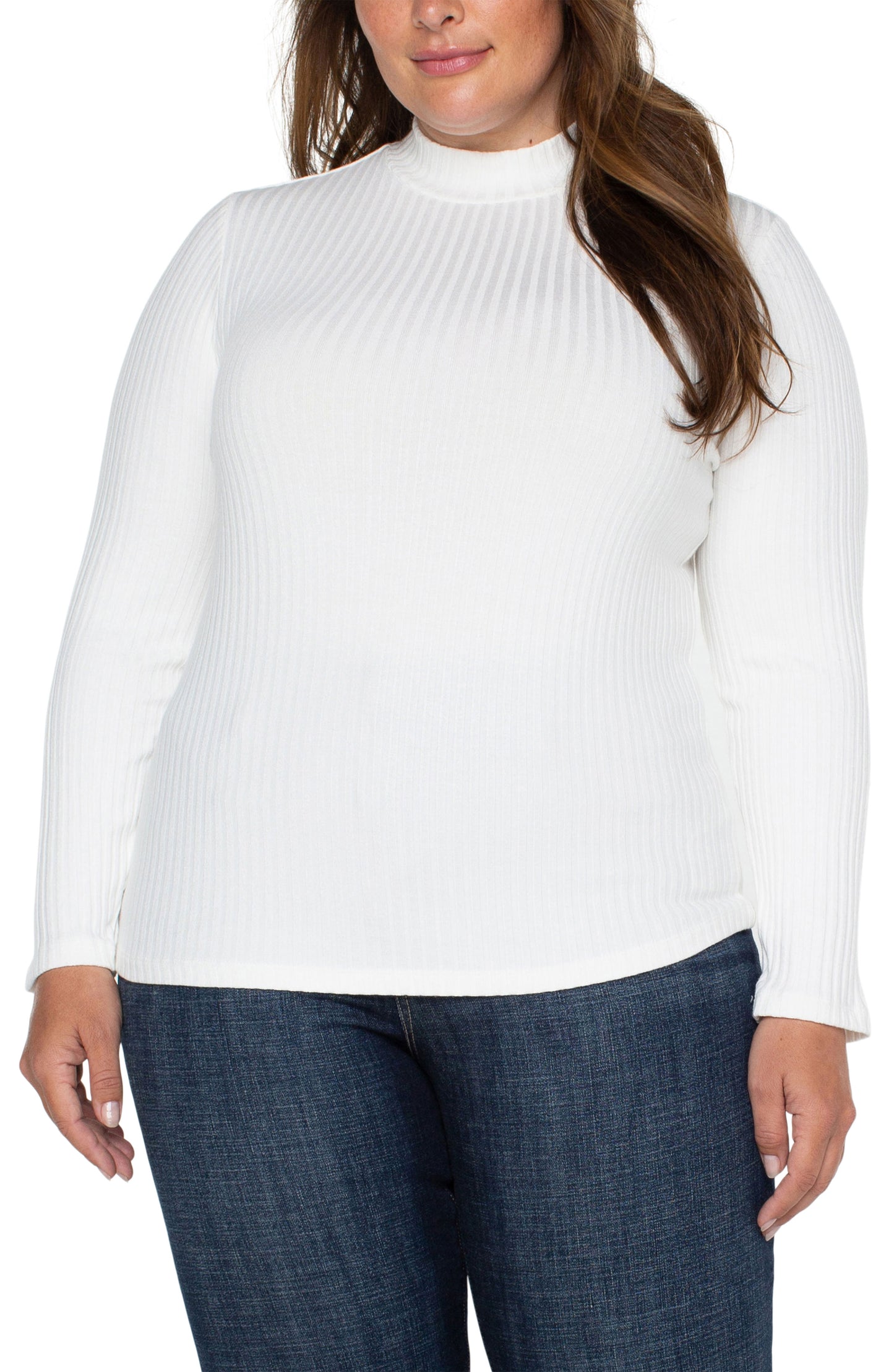 LIVERPOOL MOCK NECK LONG SLEEVE KNIT TOP - PLUS