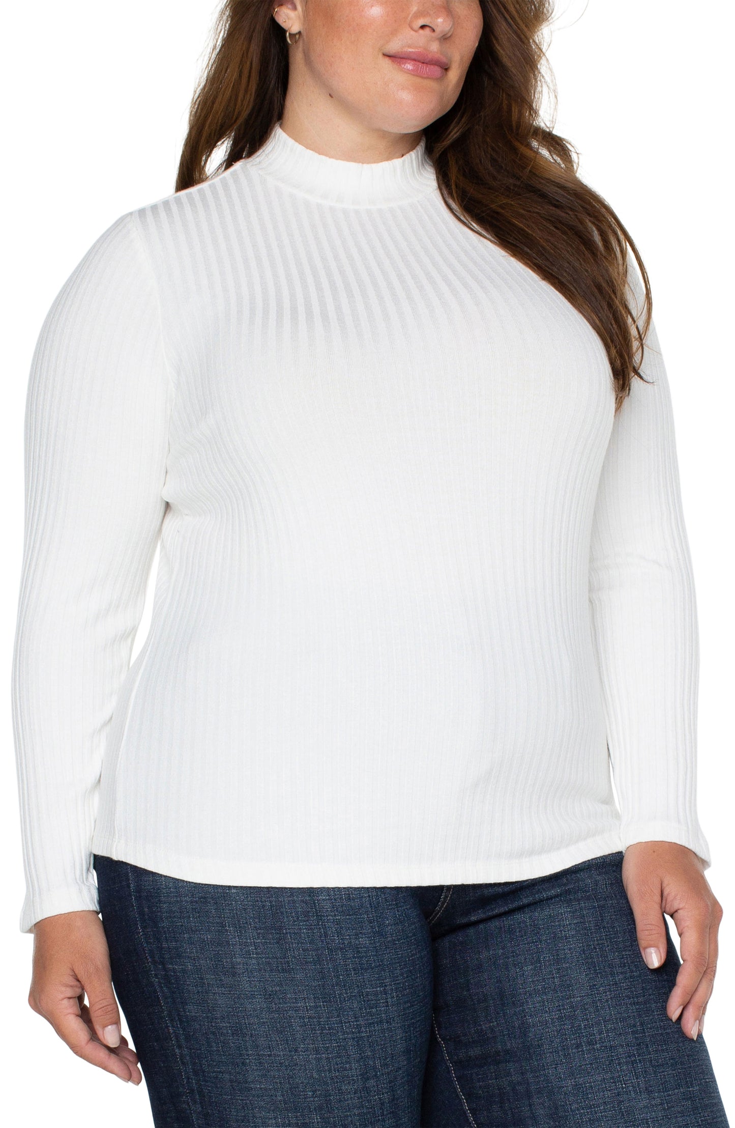 LIVERPOOL MOCK NECK LONG SLEEVE KNIT TOP - PLUS